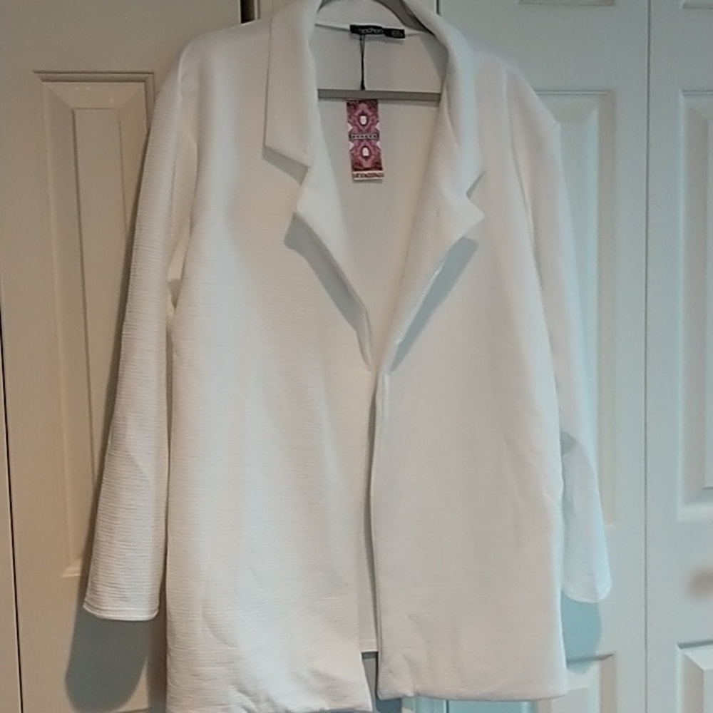 Boohoo Plus Size Textured Ribbed Ivory Blazer 22 - Picture 1 of 9